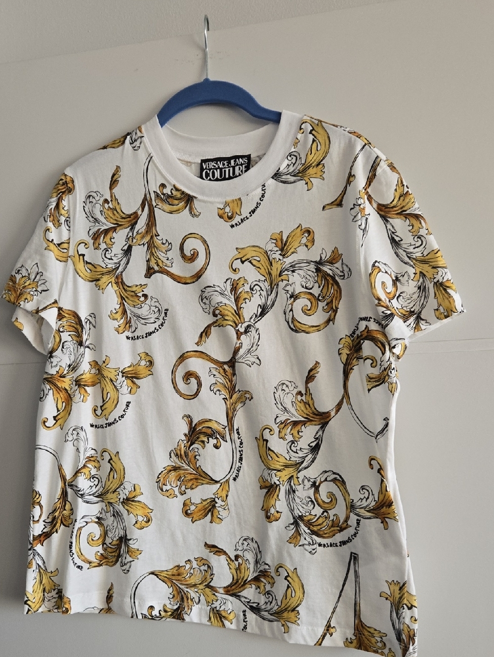 Versace Jeans Couture White & Gold Baroque Short Sleeve Tee